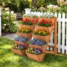5-Tier Vertical Raised Garden Bed With Legs For Growing Vegetables Flowers Herbs Orange - B - View 4