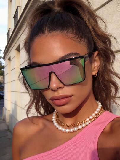 1 Pair Unisex Colorful Fashion Glasses, Suitable For Street Style, Travel, Vacation, Sports, Driving, Festivals, Outings, Summer Accessories, Family Trips, Elegant Attire, Vacation Atmosphere, Sports, Parties, Outdoor Activities, Street Style, Fishing, Holidays, Vacation