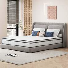 FEEOHOME Matelas respirant 140x190x25 cm, matelas hybride épais avec mousse ondulée et protection des bords, soutien ergonomique à ressorts, matelas hybride confortable avec maille 3D - Blanc - Voir 8