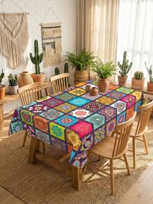 1 chiếc khăn trải bàn Mandala phong cách Bohemian, họa tiết hình học nhiều màu sắc, chất liệu polyester, hình tròn, vuông, chữ nhật, viền ren, chống bám bẩn, có thể giặt, trang trí nhà cửa hàng ngày, thích hợp cho đám cưới, Ngày của Mẹ, Ngày của Cha, lễ hội, bàn ăn nhà bếp, sử dụng được quanh năm. - màu đen - Xem 2