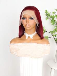 180%密度 99J 波波头假发,真人发混纺,13x4 透明蕾丝前额假发,酒红色蕾丝前额假发,预先拔毛,自然发际线,酒红色直发假发,适合女性,8-16 英寸(混纺假发 - 真人发和合成纤维混合)。真人发混纺假发/女士真人发混纺假发/真人发混纺蕾丝前额假发/无胶假发/漂白发结/预先拔毛/蕾丝假发/提升您的造型/增强自信/完美礼物 - S99J - 查看 8