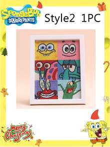 SpongeBob SquarePants Tranh đính đá toàn bộ bề mặt, có khung, tự làm, đính đá lấp lánh, tranh thủ công đóng khung ảnh, quà tặng sáng tạo, tranh giáo dục. - đồ trang trí - Xem 15