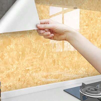 1 Cuộn Giấy Dán Tủ Tự Dính Màu Vàng Ngọc Bích Ấm Áp Sang Trọng, Giấy Dán Chống Dầu và Chống Nước, Chịu Nhiệt Cao và Dễ Lau Chà, Giấy Dán Trang Trí Mặt Bàn, Tủ Bếp, Tường Phòng Tắm