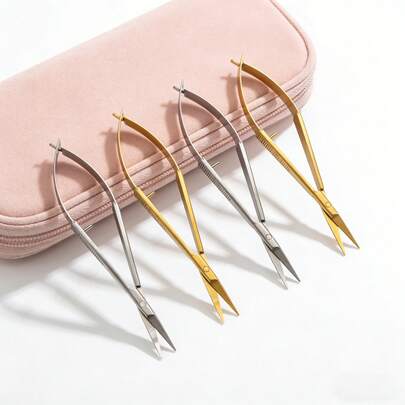 1件装专业不锈钢弹簧式眉剪精密面部毛发修剪器角质层钳符合人体工程学化妆修容美容工具