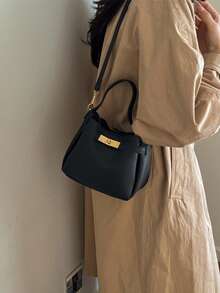 High-Quality Retro Large Capacity Letter Fashion Casual Versatile Shoulder Crossbody Bag - Black - View 5