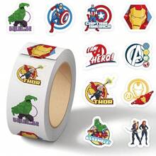500pcs Super Hero Toilet Paper Stickers - 2.5cm Self-Adhesive, Cartoon Cute Decorative Stickers, Creative Holiday Small Gifts, Scrapbooking DIY Materials Stickers, Easy To Stick Without Residue, Cute Stickers, Luggage Graffiti, Toy Decoration Stickers, Sticker Gifts, Valentine's Day Gifts, Easter Gifts - Multicolor - View 2