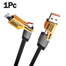 4合1 USB/Type C/Lightning 快充傳輸線,相容 iPhone 17/16/15/14/13/12 與平板電腦,高效率耐用數據傳輸線 - 黑色 - 查看 11
