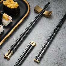 Bộ 5/10/15/20 đôi đũa ăn sushi tái sử dụng bền chắc, đũa kim loại, bộ đũa kiểu Trung Quốc, kháng khuẩn, chống trượt, chống nấm mốc, dụng cụ nhà bếp. - Xem 10