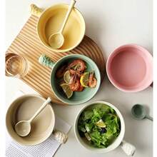 1-Piece 630 Ml Ceramic Handle Bowl Style Household Handle Baking Bowl, Fruit Salad Bowl, Rice Bowl, And Tableware - Salad Bowl - View 2