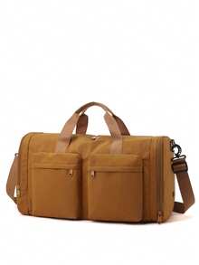 Wet And Dry Separation Fitness Bag With Drawstring, Unisex Short Trip Expandable Casual Luggage Bag, Large Capacity Sports Bag, Versatile Travel Handbag, Foldable Travel Bag, Lightweight Large Capacity Unisex Travel Carry-On Bag Duffle Bag Cabin Bag Weekend Bag Durable For Outdoor Holiday Essential Summer Travel Essentials - Khaki - View 8