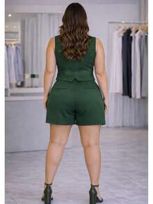 Tailored Suit, Charlotte Plus Size, Shorts + Vest - 綠色 - 查看 3