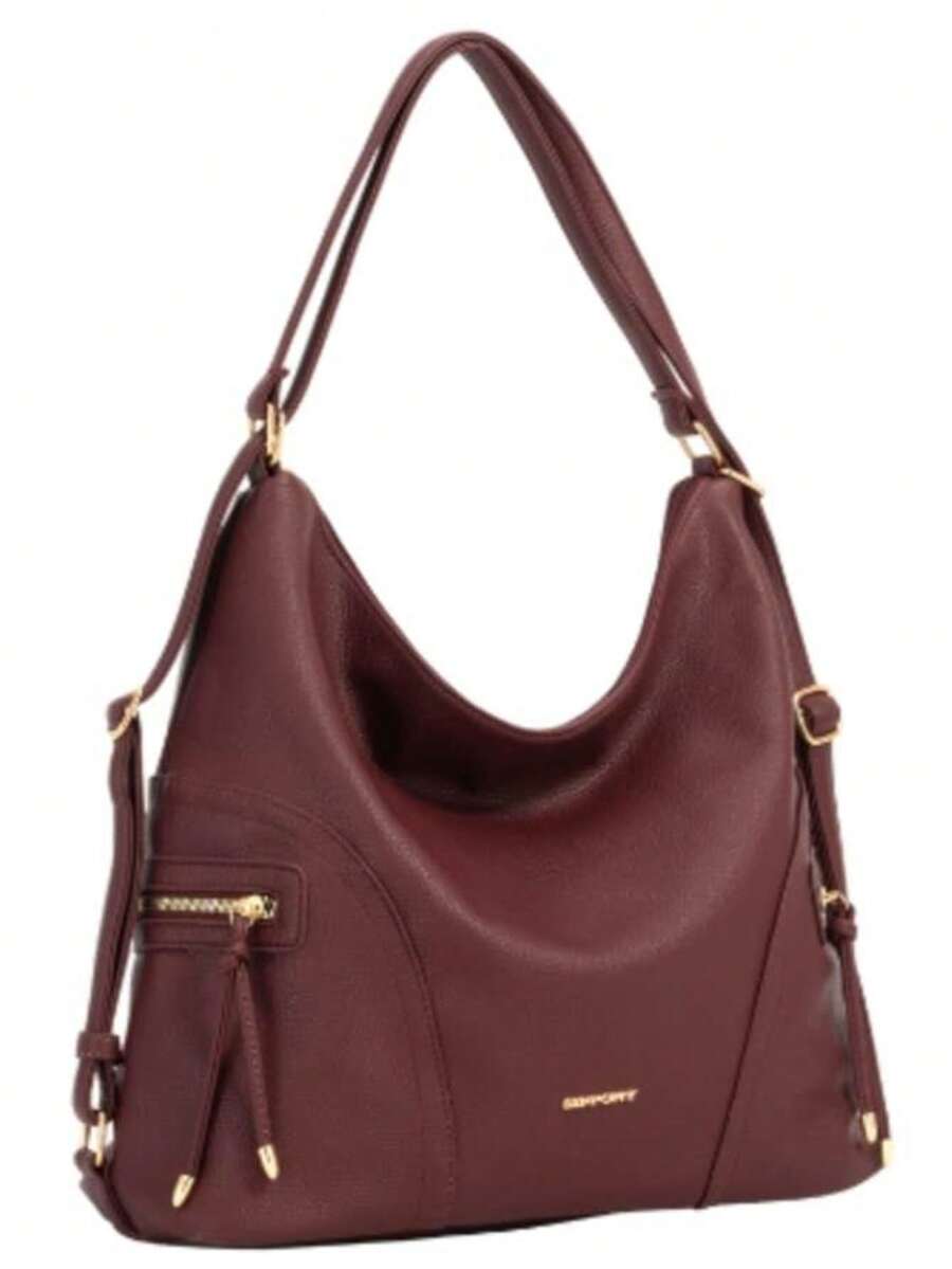 New Large Women's Handbag, Casual And Relaxed Style, Multifunctional, With Single/Double Or Crossbody Strap, Three Uses In One Large-Capacity Travel Bag. - 酒紅色 - 查看 1