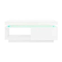 Modern Sofa Table With LED Lighting, Dimensions 100*50*40.3 Cm: Elegant Table With Drawers, Load Capacity Of 50 Kg. - 白色 - 查看 12