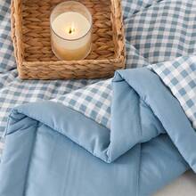 1pc Lightweight Cotton Fiber Quilt, Summer Cooling Quilt, Air Conditioning Quilt - Small Blue Checkered - View 6