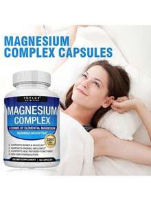 Selling Fast!Toplux 3Pack Nutrition Magnesium Complex 1000mg Supports Elemental Magnesium New. Women's Health. - 1瓶 - 查看 8