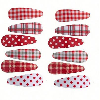 6pcs Red Polka Dot Hair Clips, Christmas Plaid Hair Accessories, Suitable For Daily Wear, Photo Shoots, Parties, Gifts
