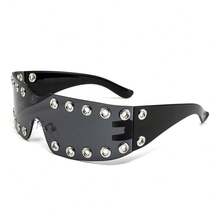 Frameless All-In-One Fashion Glasses, Personalized Cyberpunk Y2K Style - Black - View 1