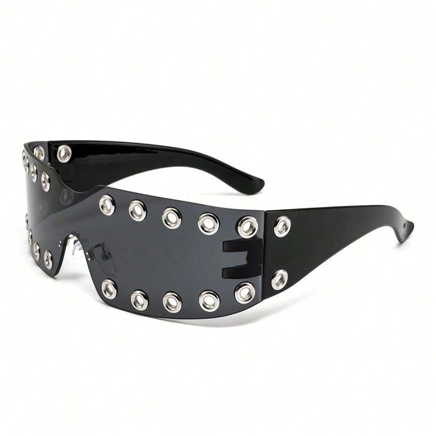 Frameless All-In-One Fashion Glasses, Personalized Cyberpunk Y2K Style - Black - View 1