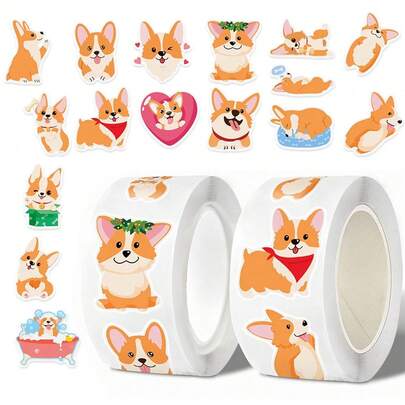 500 stuks oranje Corgi-hondjes met korte pootjes, asymmetrische cartoonhondjes van 2,5 cm, 2 stijlen naar keuze, geschikt voor enveloppen, tijdschriften, telefoonhoesjes, bekers, laptops, helmen, scrapbooks, cadeauverpakkingen voor feestjes, waterdichte PVC-stickers, scrapbookbenodigdheden, briefpapier, grappige stickers voor Kindle