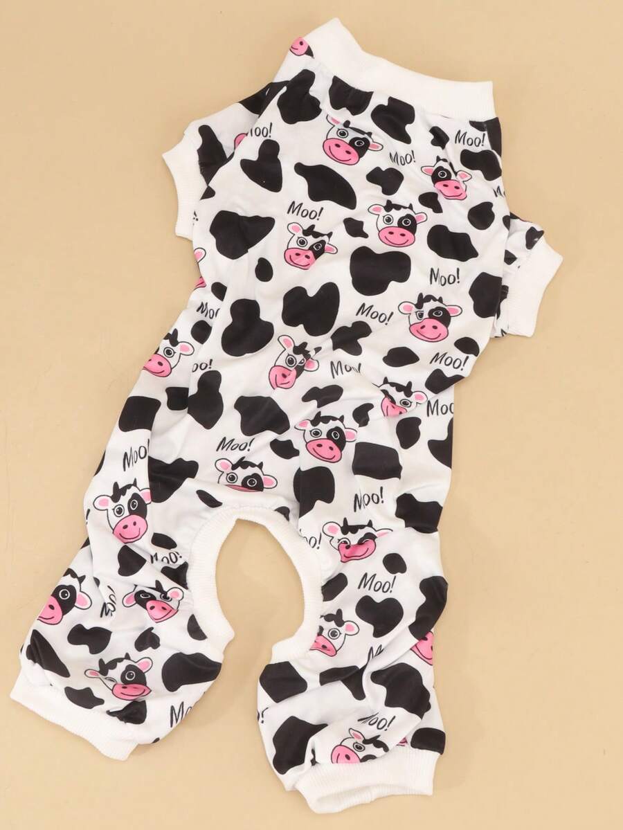 Polyester Cute Denim Cartoon Print Pet Apparel, Suitable For Small Poodle And Bichon Frise To Wear Indoors And Outdoors (Not Suitable For Large Dogs)