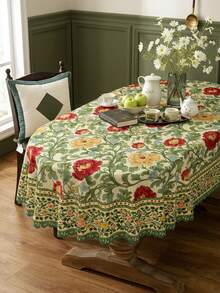 1件复古花卉桌布，牡丹、向日葵和薰衣草印花，蕾丝花边，涤纶材质，适合春季和母亲节主题装饰，防水防污，适用于厨房、餐厅、春季早午餐和母亲节派对 - 彩色 - 查看 23