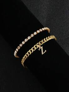 Hip Hop Initial Anklet For Women, Stackable Crystal Tennis Chain Foot Jewelry Gift - Custom Lettering Anklet - View 18