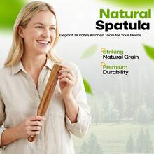 AIUHI 1 pieza Cuchara larga de madera, espátula de cocina de madera, utensilio de cocina para chef de hogar - Marrón - Ver 5