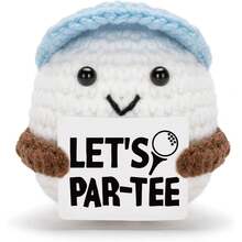 This Adorable Crochet Golf Ball Plush Comes Ready To "Par-Tee" With Its Cheeky Sign, Making It The Perfect Playful Companion For Golf Lovers Of All Ages. It's A Hole-In-One Way To Bring Fun And Personalized To Any Desk, Golf Bag, Or Living Space. - Multicolor - View 1