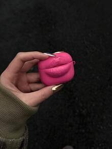 1 pieza Funda protectora de silicona con forma de labios compatible con Apple Pro/Pro2, Funda suave para los nuevos auriculares de 4ta generación de Apple, diseño de labios rosados - Rosa Roja - Ver 1