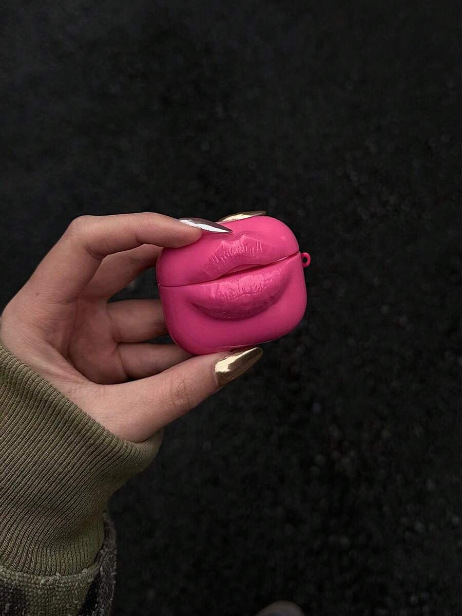 1 pieza Funda protectora de silicona con forma de labios compatible con Apple Pro/Pro2, Funda suave para los nuevos auriculares de 4ta generación de Apple, diseño de labios rosados - Rosa Roja - Ver 1