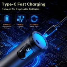 Elektrische Salz- und Pfeffermühle, USB-C wiederaufladbar, Gewürzmühle mit Einhandbedienung, 800mAh Großer Akku - Automatisches Mahlen, Großer nachfüllbarer Behälter, einstellbare Mahlstärke, unverzichtbares Küchenhelfer - Schwarz - Übersicht 5