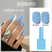 GUIBOFU 15ml 婴儿蓝凝胶指甲油 浅天蓝 粉彩蓝 专业UV LED可卸 高显色度 持久 春夏美甲 DIY美甲 同色同瓶设计 大容量 可爱柔和纯色凝胶指甲油 - 淺藍色 - 查看 7