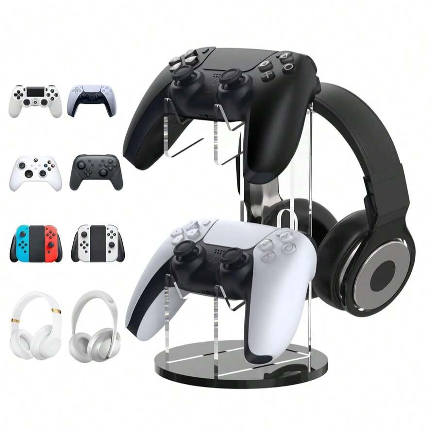 1 pieza Soporte universal de acrílico para colgar auriculares, soporte de escritorio desmontable para teléfonos, regalos de cumpleaños, mandos de juegos Switch, electrónica, consolas PS - Ver 1