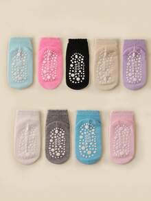 9 piezas Calcetines para niños, Calcetines con agarre de puntos, Calcetines para niñas, Coloridos, Calcetines para niños resistentes a la suciedad, Calcetines antideslizantes con puntos - Multicolor - Ver 5