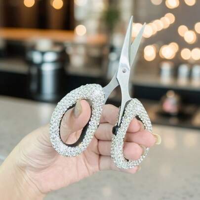 Luxury Rhinestone Small Scissors, Stainless Steel Portable Office Supplies, Home Paper Scissors , Bangs Thread Multi-Purpose Scissors