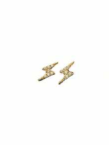 1 Pair Creative S925 Sterling Silver Cubic Zirconia Lightning Bolt Stud Earrings, Jewelry Gift For Women, Suitable For Daily, Date, Party - Lightning - View 4
