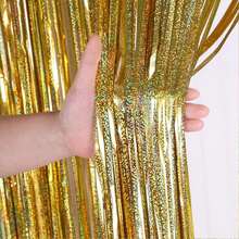 [Emballé individuellement] 1*2m/1 sac Rideau à paillettes laser pour décoration de scène, fournitures de fête, décoration de Noël, fête d'anniversaire, toile de fond de mariage, rideau de porte à franges, couleurs vives, indéfrisable - Rideau de pluie laser - Voir 12