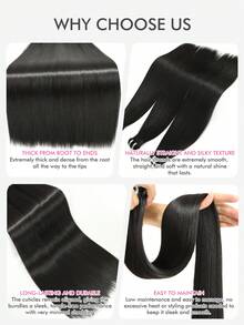 WOWANGEL 1束16A级超强双拉越南骨直人发束,越南原发束,100%真人直发束,未经加工的接发,长度12-28英寸 - Natural Black - 查看 9