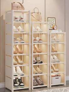 1pc Multi-Tier Narrow Shoe Rack, Space-Saving Freestanding Shoe Storage Organizer, No-Assembly Vertical Shoe Shelf For Entryway, Dorm, Apartment, Small Space, Home Storage Solution - Multicolor - View 10