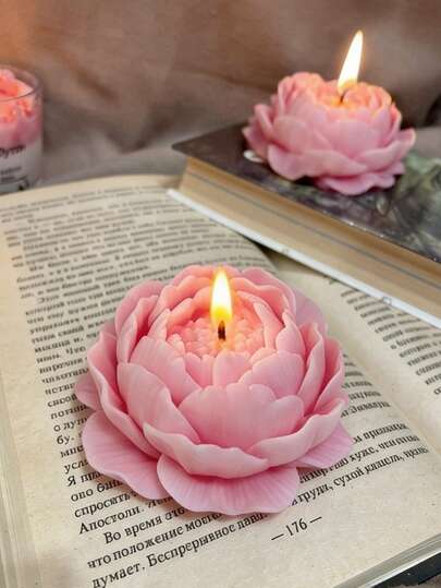 1pc Paeonia Silicone Candle Mold Easy Demold No Deformation For DIY Aromatherapy Candle Resin Ornament Gypsum Aroma Stone Home Living Room Decor Gift Box Silicone Mold Valentine's Day Mother's Day