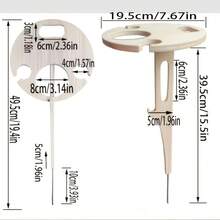 1 Set Meja Bundar Lipat Luar Ruangan, Meja Piknik Portabel Kayu, Rak Gelas & Botol Anggur Modern, Meja Lipat Pantai Mini, Cocok Untuk Perjalanan, Berkemah, Pantai, Halaman Belakang - MultiWarna - View 4