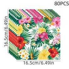 80张热带海滩派对用品，彩色火烈鸟和棕榈叶夏威夷风格纸巾，适合夏威夷主题派对和节日装饰，夏威夷派对装饰 - A - 查看 7