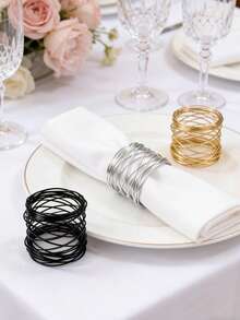 2/6pcs, Minimalist Iron Wire Napkin Rings, Suitable For Wedding Parties, Holiday Celebrations, Picnic Camping, Country Gatherings, Birthday Banquet Table Decor Napkin Rings, Minimalist Napkin Holders - Multicolor - View 1