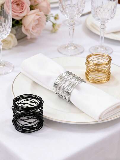 6 pièces Anneaux de serviette en fil de fer, convient pour mariage, fête, célébration, pique-nique, camping, rassemblement campagnard, banquet d'anniversaire, décoration de table minimaliste pour porte-serviettes