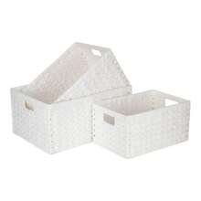 Red Hamper Unlined Woven White Twisted Paper Storage Basket - Transparent Black Model - View 1