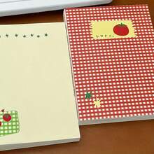 1pc Tomato Plaid Notebook, Minimalist Ins Style Thick Blank Pages Journal, Student Diary - one-size - View 6