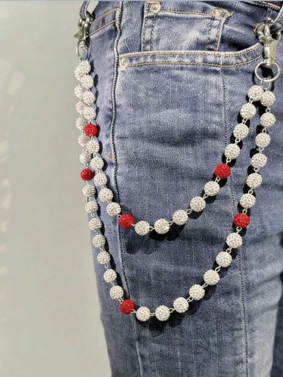 1 Stück modische Hüftkette im Street Hip-Hop Stil, dekoriert mit erdtönigen Strass, geeignet für den täglichen Gebrauch von Männern und Frauen. (Freundlicher Hinweis: Diese Hüftkette ist handgefertigt und es kann gelegentlich vorkommen, dass Teile sich lösen, die Sie selbst wieder zusammensetzen können.) - Verschiedenfarbig - Übersicht 1