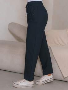 Women's Polyester Tie-Front Pants - Royal Blue - View 3