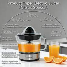 Exprimidor Eléctrico De Cítricos 0.7 Litros – Para Naranjas, Limones Y Pomelos, Potente, Silencioso Y Desmontable, Apto Para Lavavajillas - 查看 4