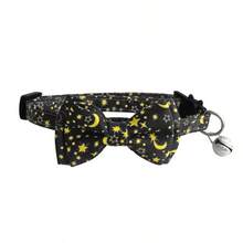 1件装可调节宠物项圈，带铃铛，饰有闪亮的星星和月亮图案，适合猫狗佩戴。 - 彩色 - 查看 10